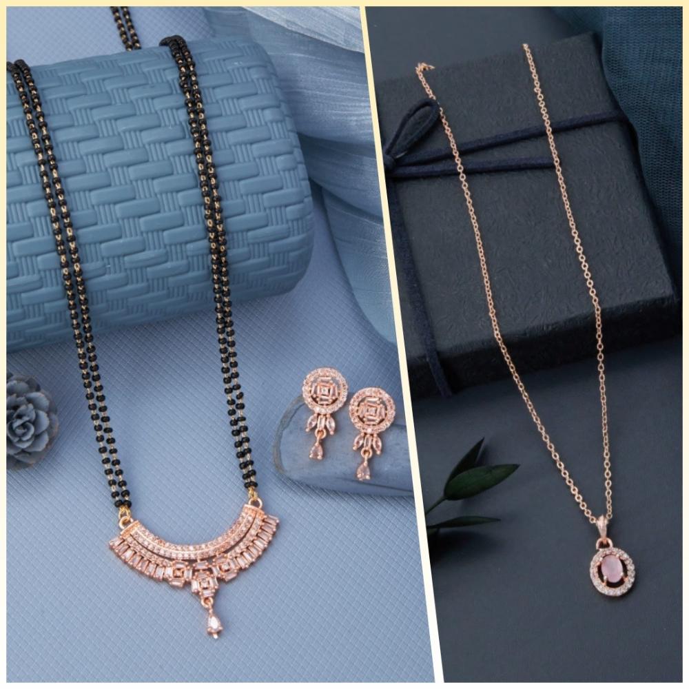 Dhirish International Elegant Ensemble American Diamond Combo Set