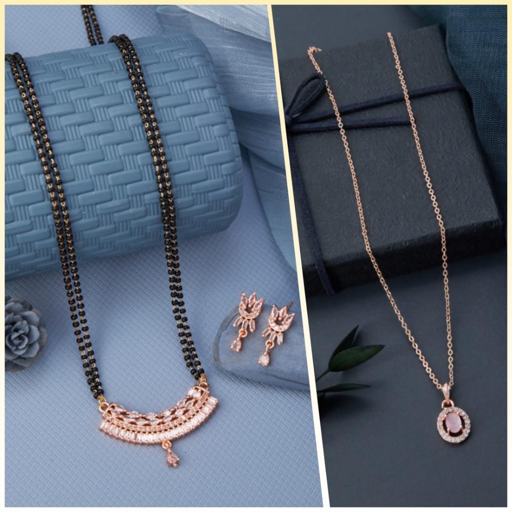 Dhirish International Elegant Ensemble American Diamond Combo Set