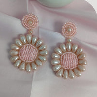 Dhirish International Pearl Flower Design Dangler Earrings