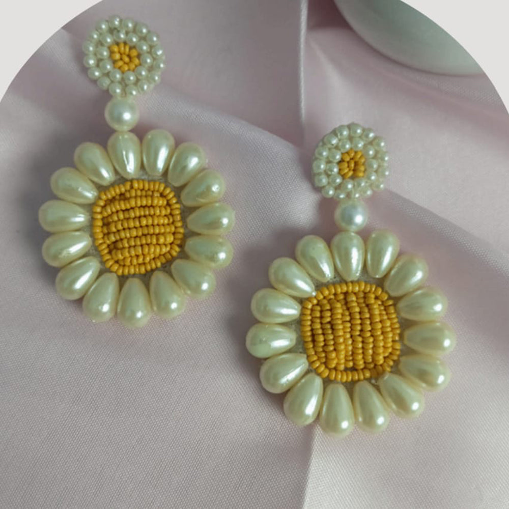 Dhirish International Pearl Flower Design Dangler Earrings