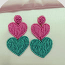 Dhirish International Heart Shape Design Beads Dangler Earrings