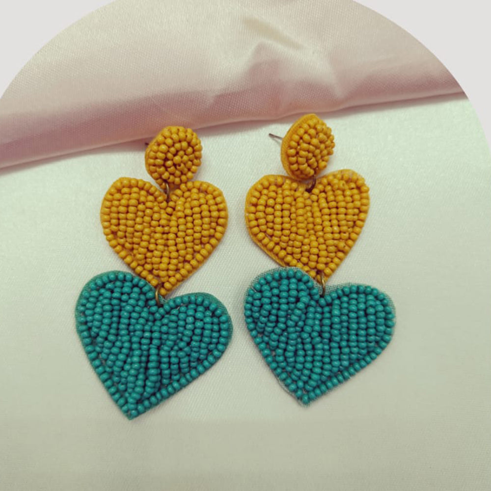 Dhirish International Heart Shape Design Beads Dangler Earrings