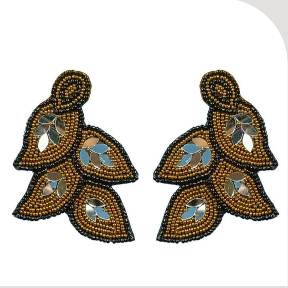 Dhirish International Leaves Shape Design Beads Dangler Earrings
