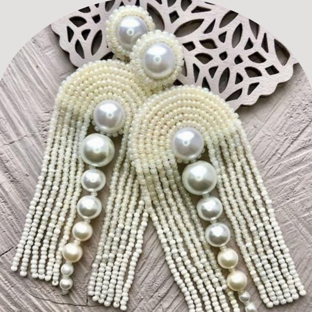 Dhirish International Ethnic Pearl And Beads Dangler Earrings