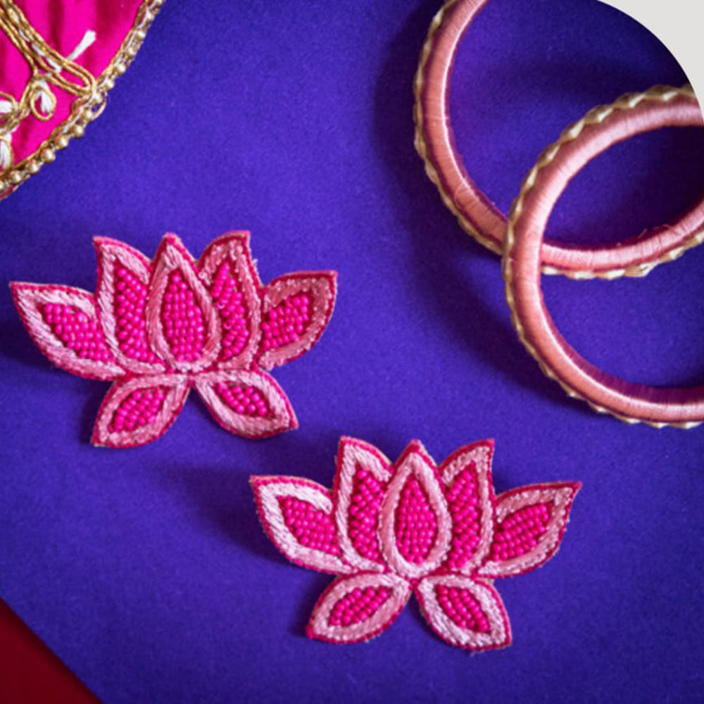 Dhirish International Floral Lotus Design Beads Earrings