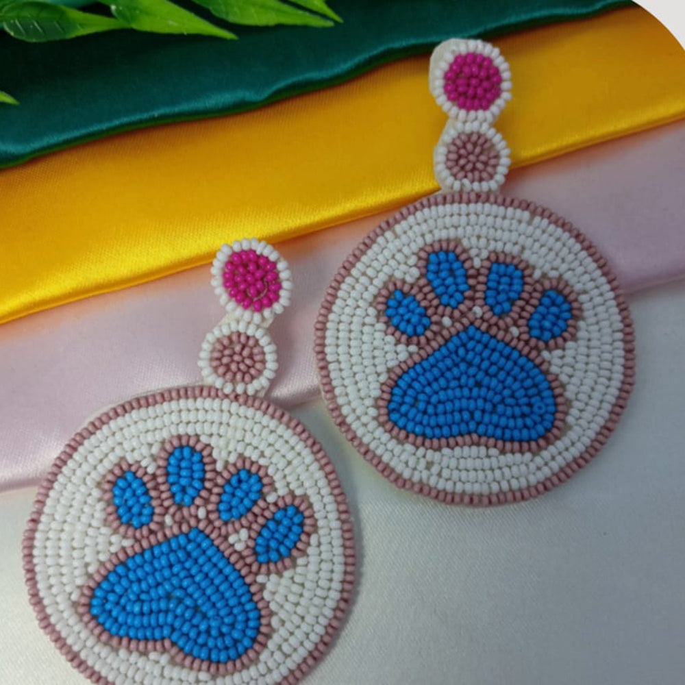 Dhirish International Dog's Paw Shape Design Beads Earrings