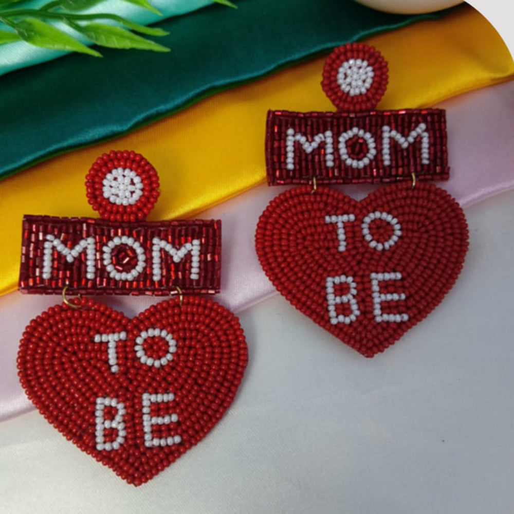 Dhirish International Mom Heart Shaped  Beads Earrings