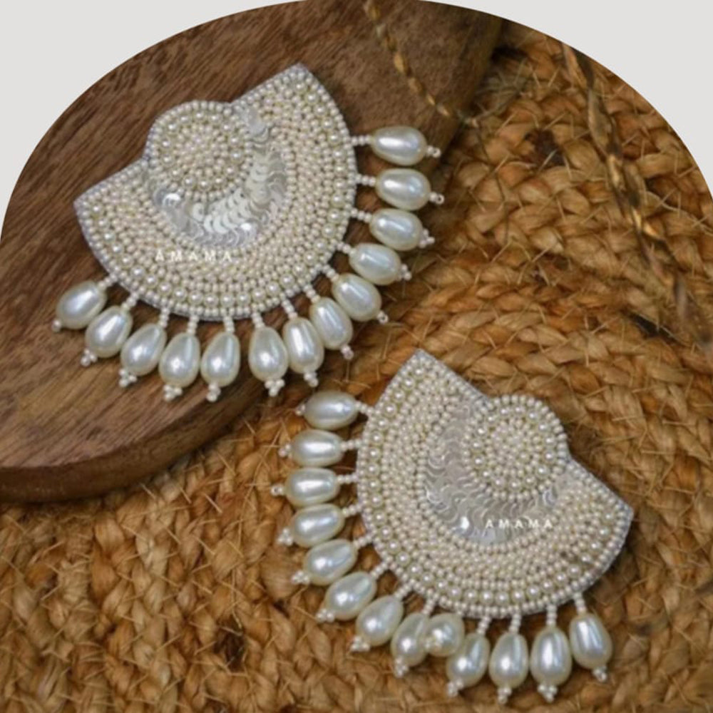Dhirish International Ethnic Pearl And Beads Dangler Earrings