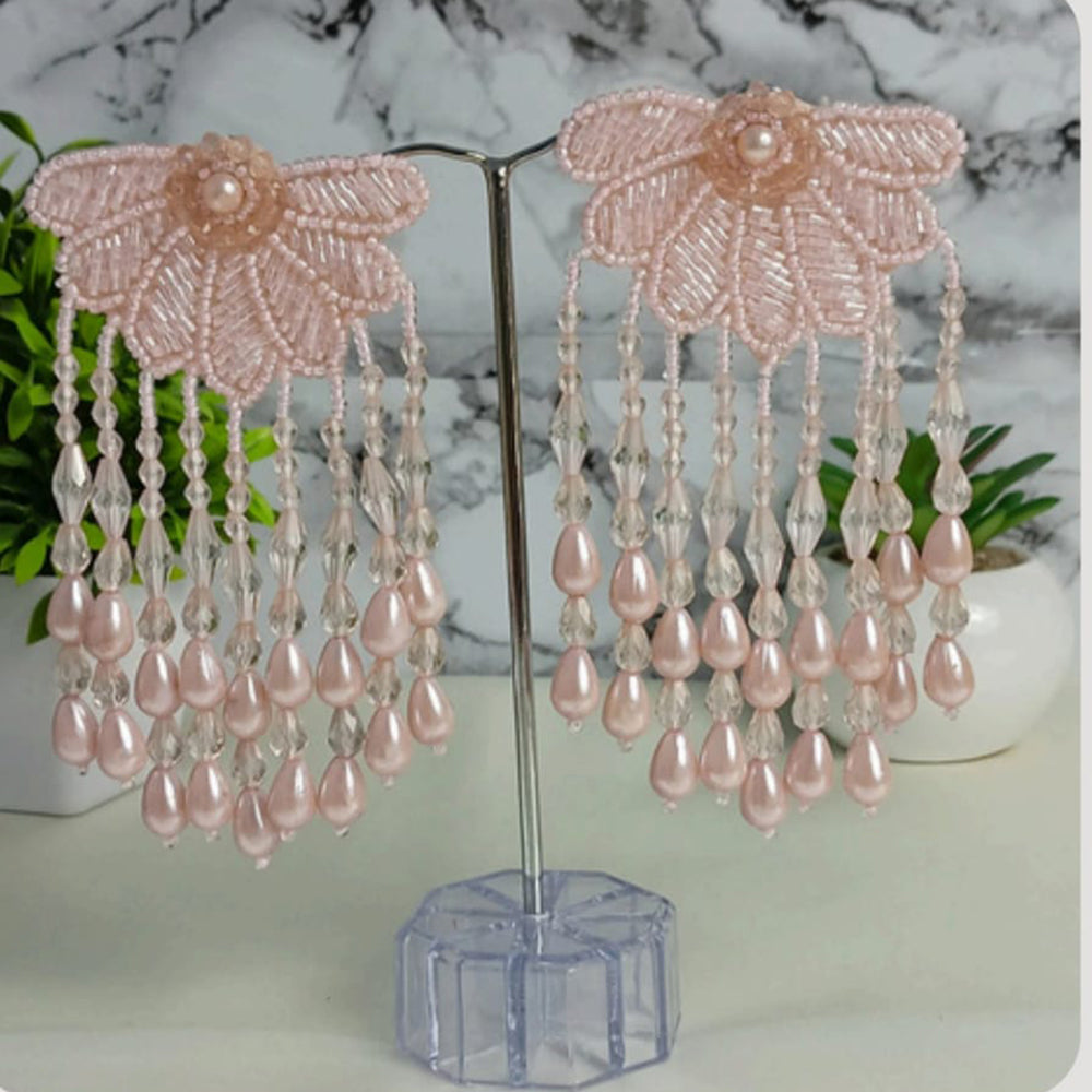 Dhirish International Ethnic Floral Pearl And Beads Dangler Earrings
