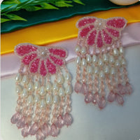 Dhirish International Ethnic Floral Pearl And Beads Dangler Earrings
