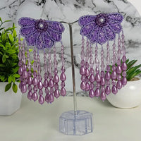 Dhirish International Ethnic Floral Pearl And Beads Dangler Earrings