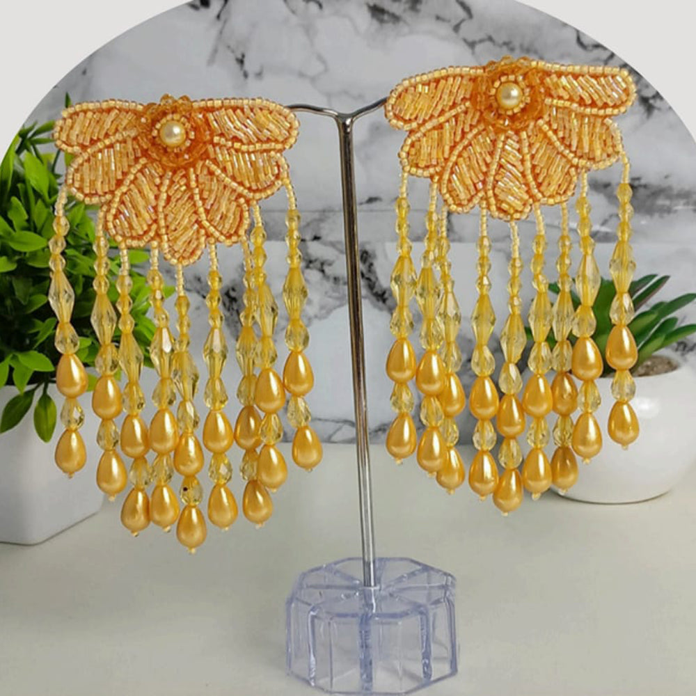 Dhirish International Ethnic Floral Pearl And Beads Dangler Earrings