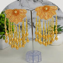 Dhirish International Ethnic Floral Pearl And Beads Dangler Earrings