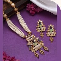 Dhirish International Graceful Pota Kundan And Pearl Necklace Set 