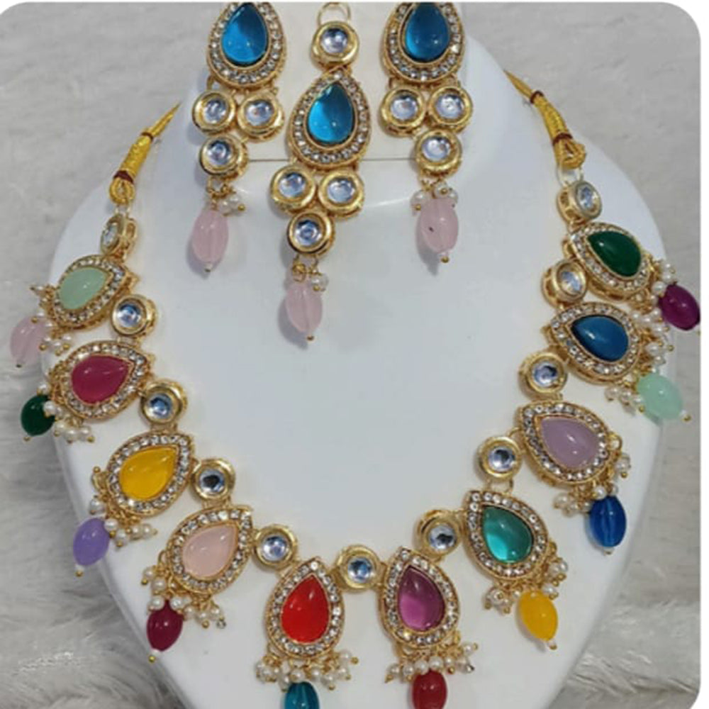 Dhirish International Royalty Glam Pota Kundan And Pearl Necklace Set