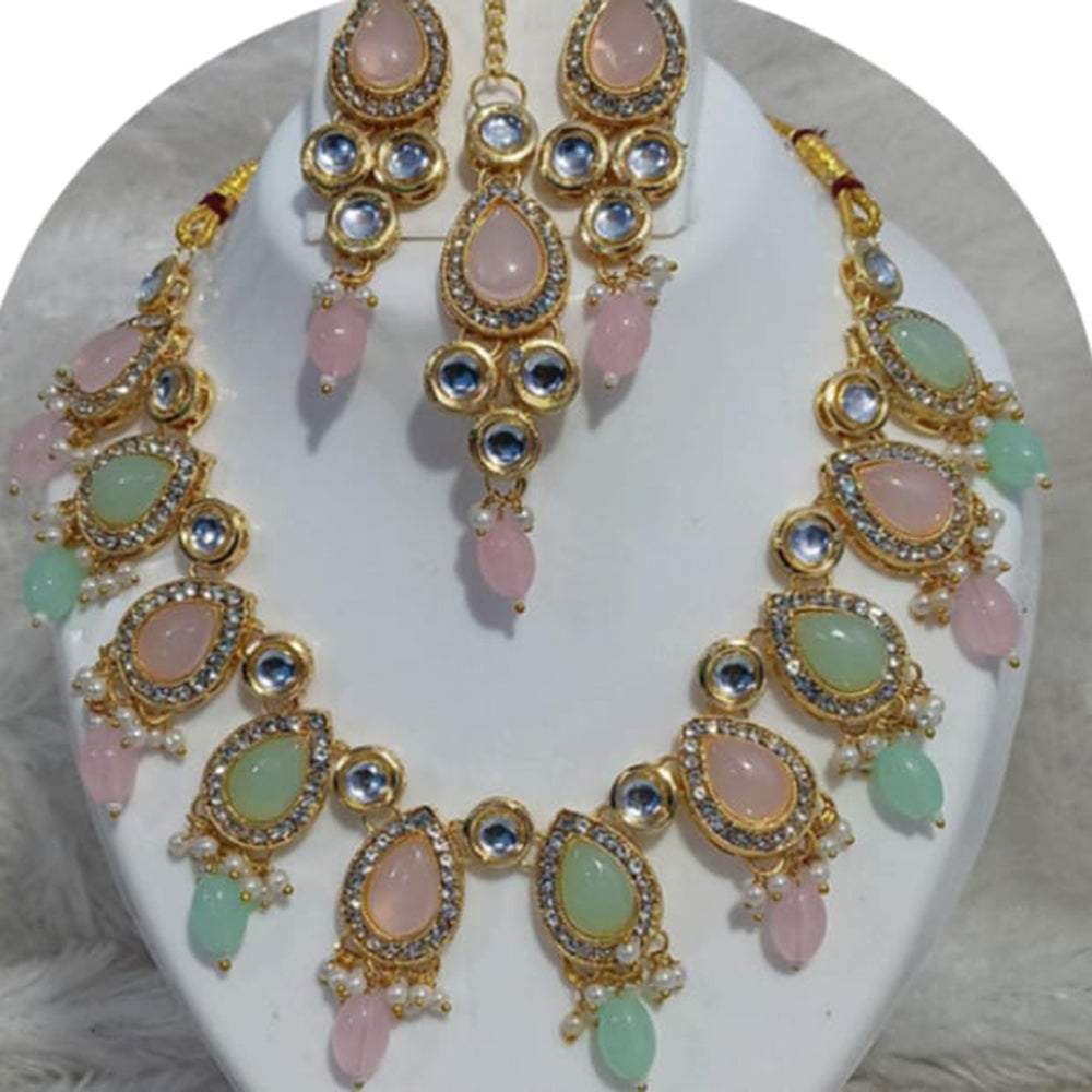 Dhirish International Royalty Glam Pota Kundan And Pearl Necklace Set