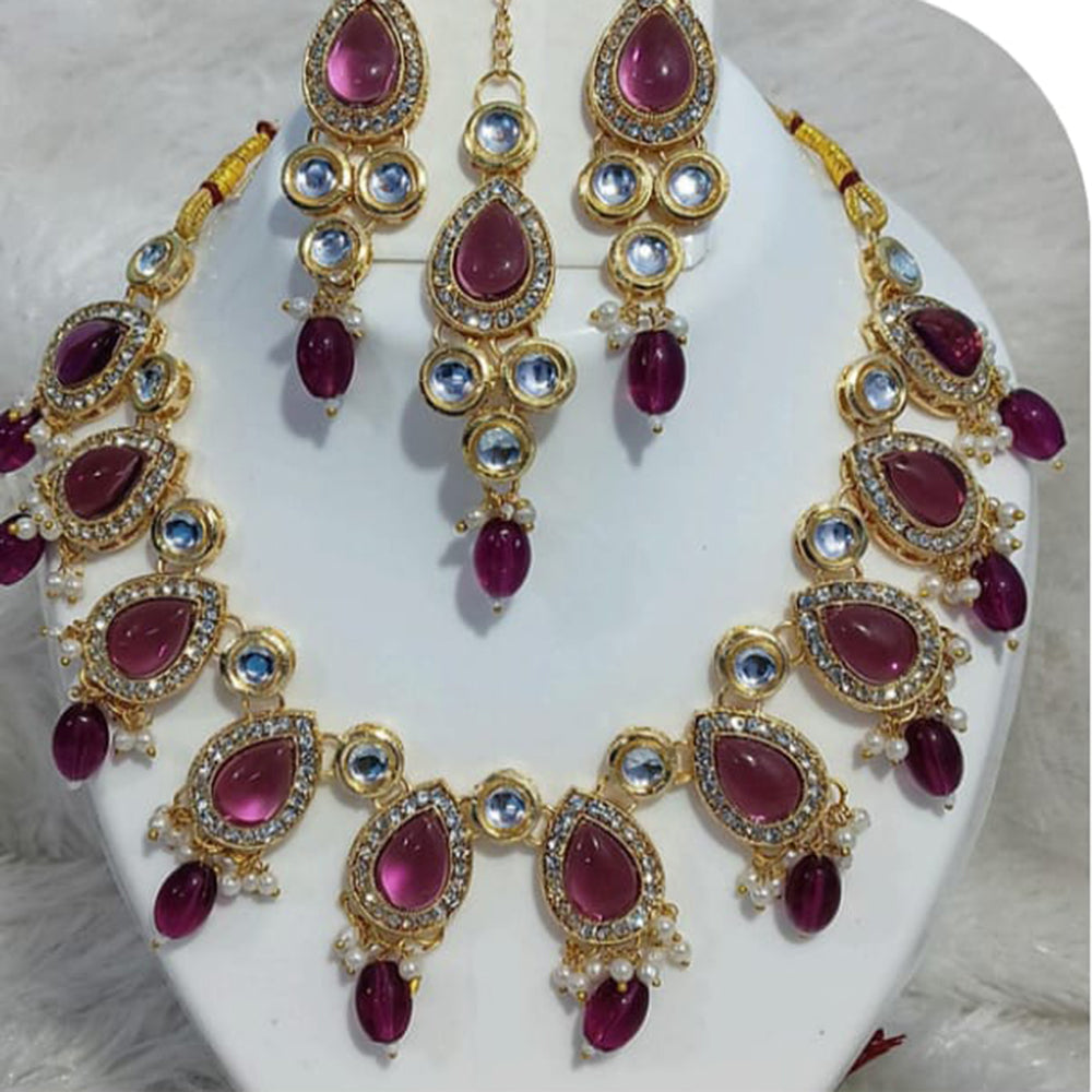 Dhirish International Royalty Glam Pota Kundan And Pearl Necklace Set