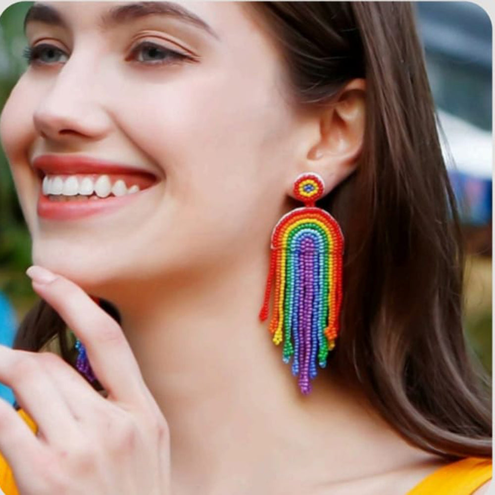 Dhrish International Vibrant Handmade Multi Color Dangler Earrings