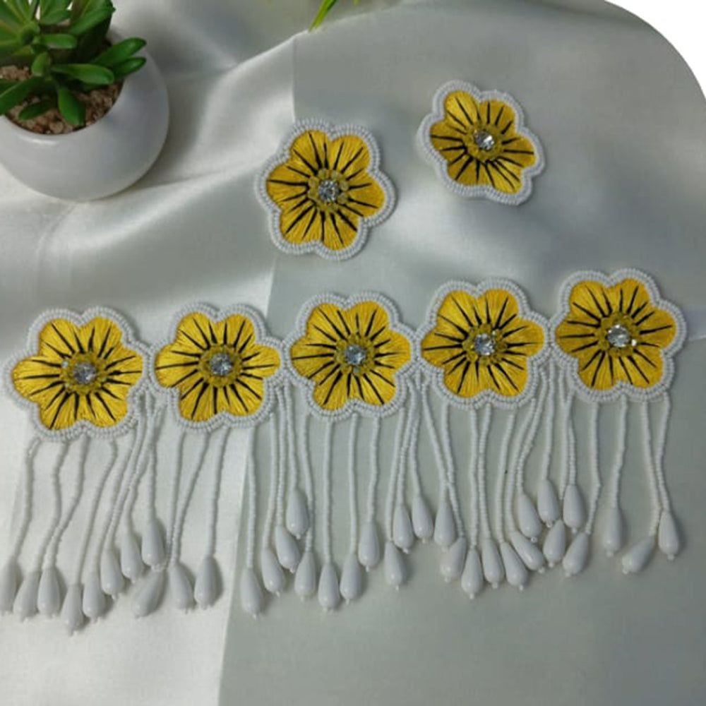 Dhirish International Classic Pearl Floral Choker Necklace Set