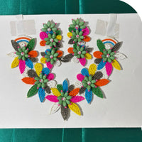 Dhirish International Classic Pearl Floral Choker Necklace Set