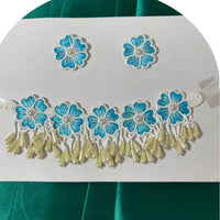 Dhirish International Classic Pearl Floral Choker Necklace Set