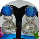 Dhirish International Lotus Enamel Antique Finish Jhumki Earrings