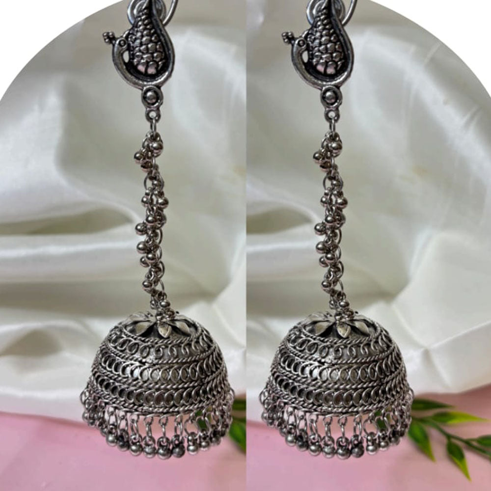 Dhirish International Heritage Oxidised Plated Jhumki Earrings