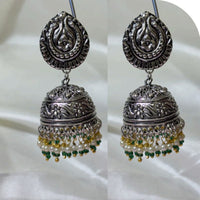 Dhirish International Antique Finish And Pearl Jhumki Earrings