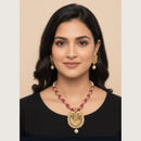 Dhirish International Pota Stone Lord Ganesh Necklace Set