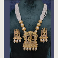 Dhirish International Luxury Pota Stone And Pearl Temple Necklace Set
