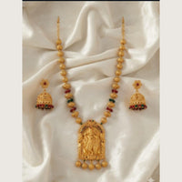 Dhirish International Luxury Pota Stone And Pearl Temple Necklace Set