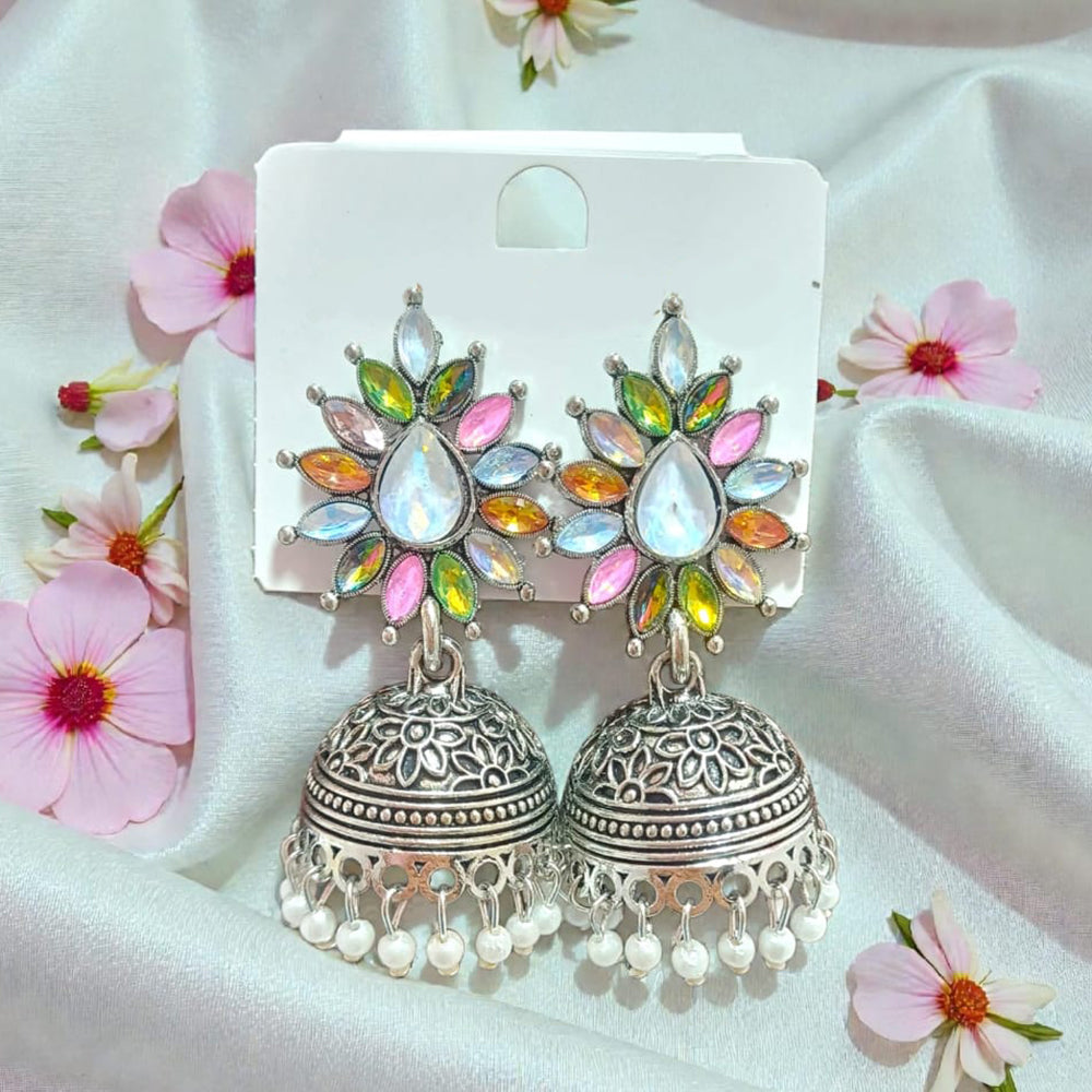 Dhirish International Premium Festive Pota Stone And Pearl Jhumki Earrings