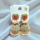 Dhirish International Premium Festive Pota Stone And Pearl Jhumki Earrings