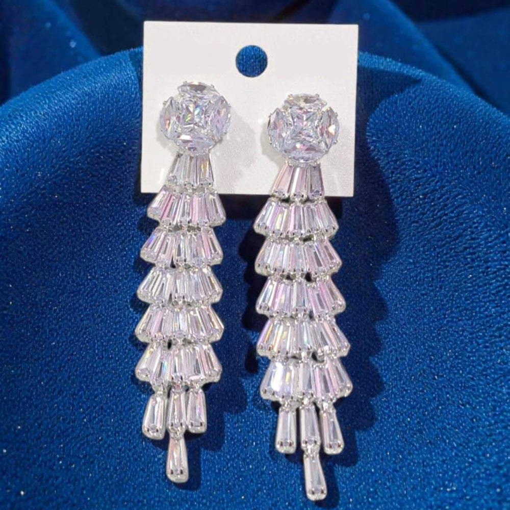 Dhirish International Classic Crystal Stone Long Earrings