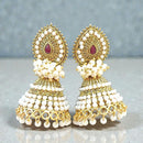 Dhirish International Premium Festive Pota Stone And Pearl Jhumki Earrings
