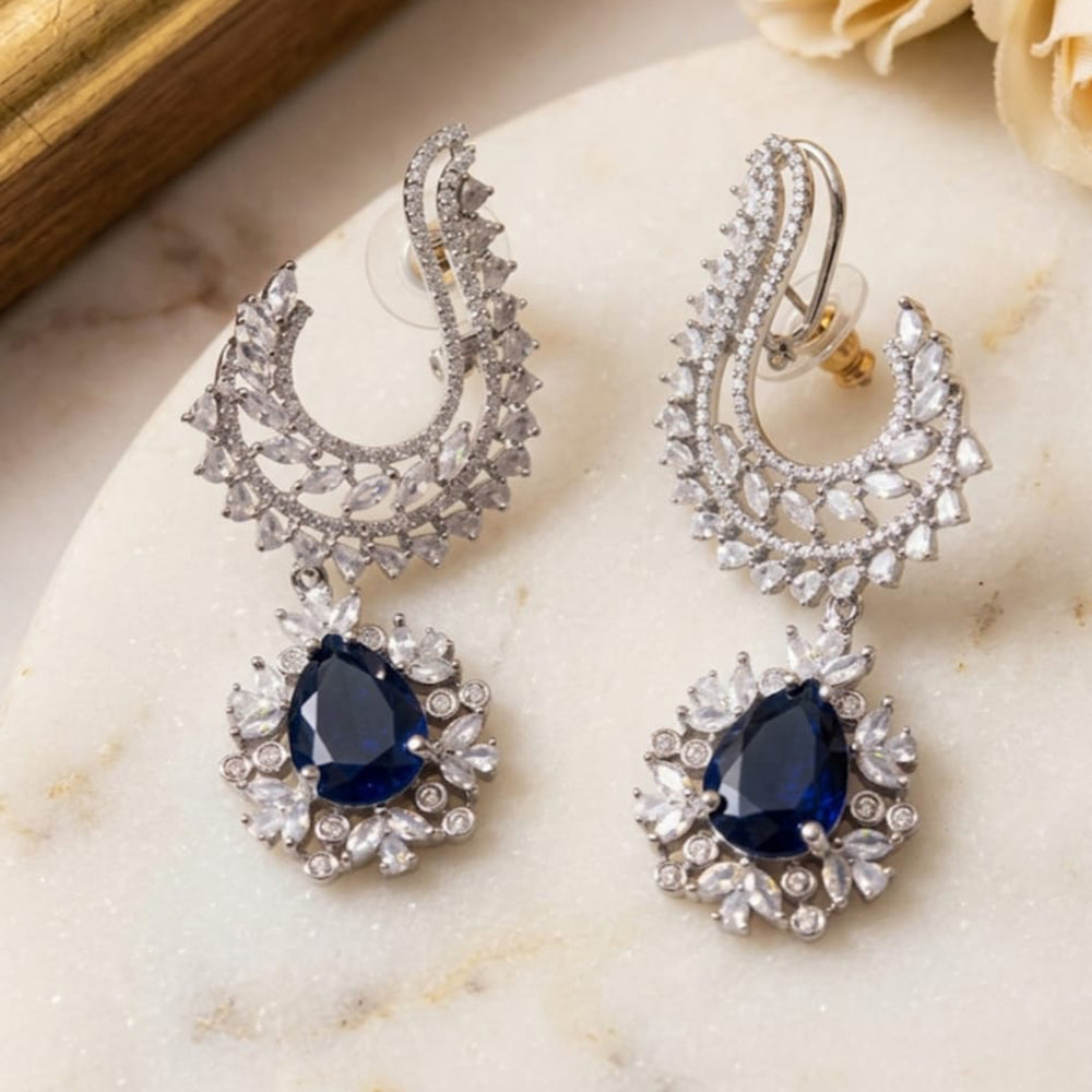 Dhirish International Sparkling American Diamond Dangler Earrings