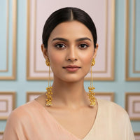 Dhirish International Trendy Peacock And Ghungroo Kashmiri Dangler Earrings 