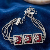 Dhirish International Elegant Silver Austrian Stone Bracelet