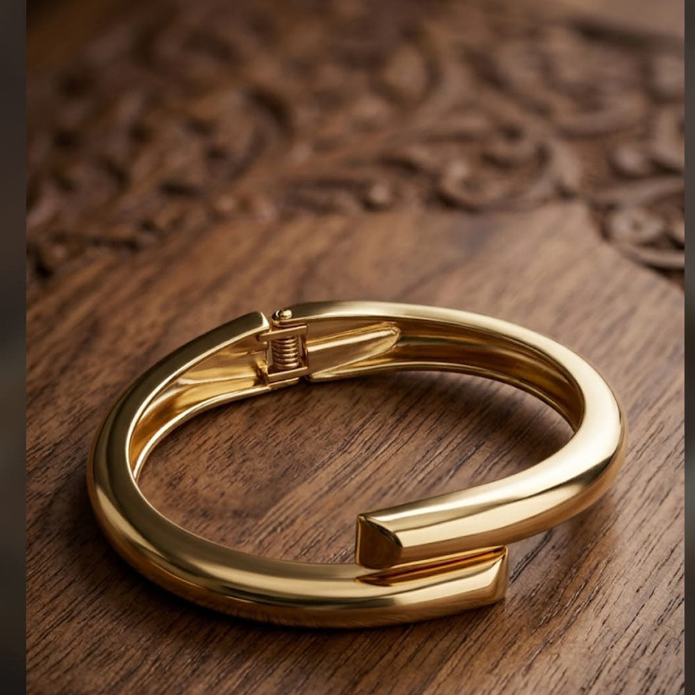 Dhirish International Designer Gold Finish Openable Bangle Bracelet 
