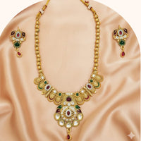 Dhirish International Pota Stone Beaded Necklace With Earrings