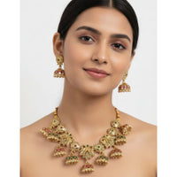 Dhirish International Pota Stone Beaded Necklace With Earrings