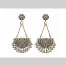 Dhirish International Heritage Oxidised Plated Pearl Dangler Earrings
