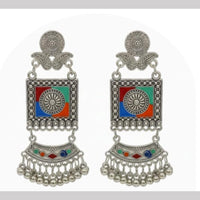 Dhirish International Heritage Oxidised Plated Meenakari Dangler Earrings
