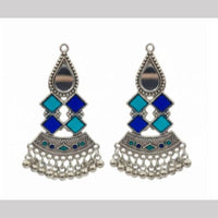 Dhirish International Heritage Oxidised Plated Mirror And Pearl Dangler Earrings