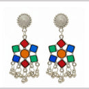 Dhirish International Heritage Oxidised Plated Pearl Dangler Earrings