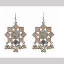 Dhirish International Heritage Oxidised Plated Mirror And Pearl Dangler Earrings