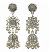 Dhirish International Heritage Oxidised Plated Pearl Jhumki Earrings