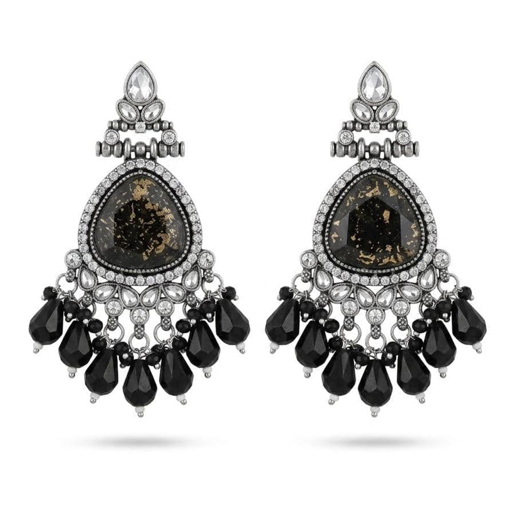 Dhirish International Premium Crystal Stone And Beads Dangler Earrings 