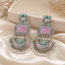 Dhirish International Stylish Oxidised Plated Pota Stone And Pearl Dangler Earrngs