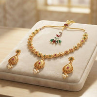 Dhirish International Pota Stone And Pearl Designer Necklace Set for Women